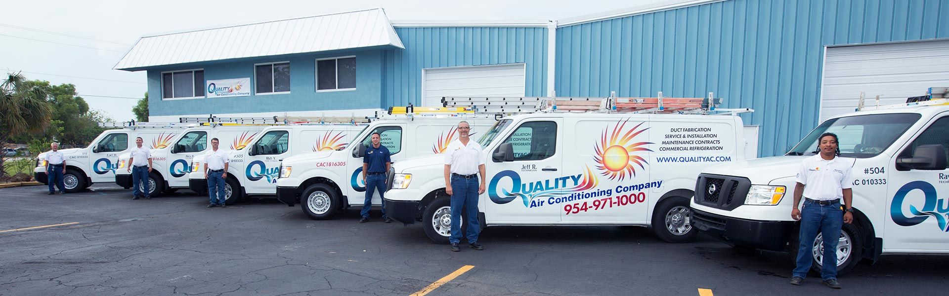 quality-ac-services-crew-bnr Air Conditioning Installation, Sales, Service, Maintenance, Fleet Team Shot, Serving Fort Lauderdale to Delray Beach, FL